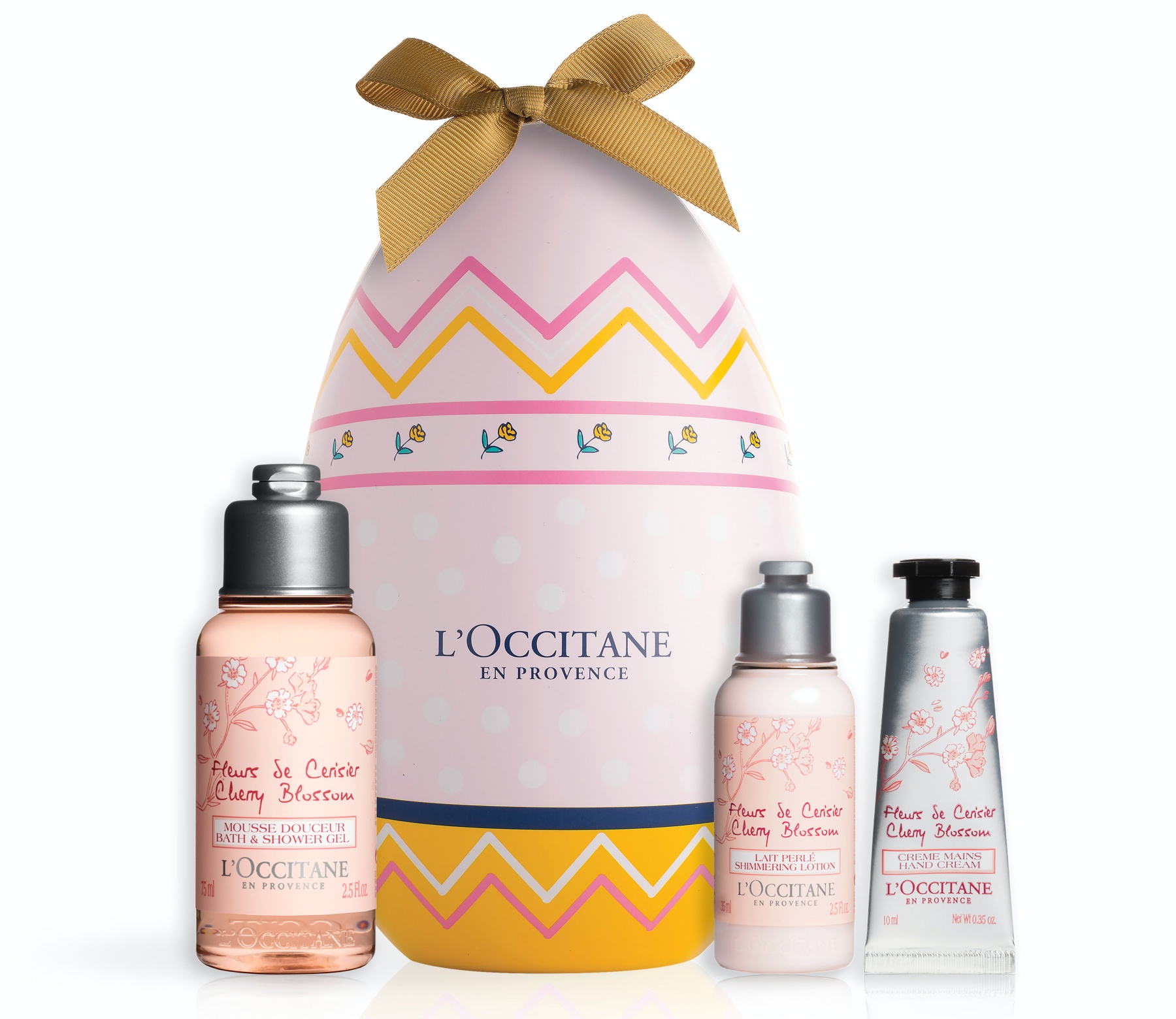 L'OCCITANE Cherry Blossom Easter Egg with products