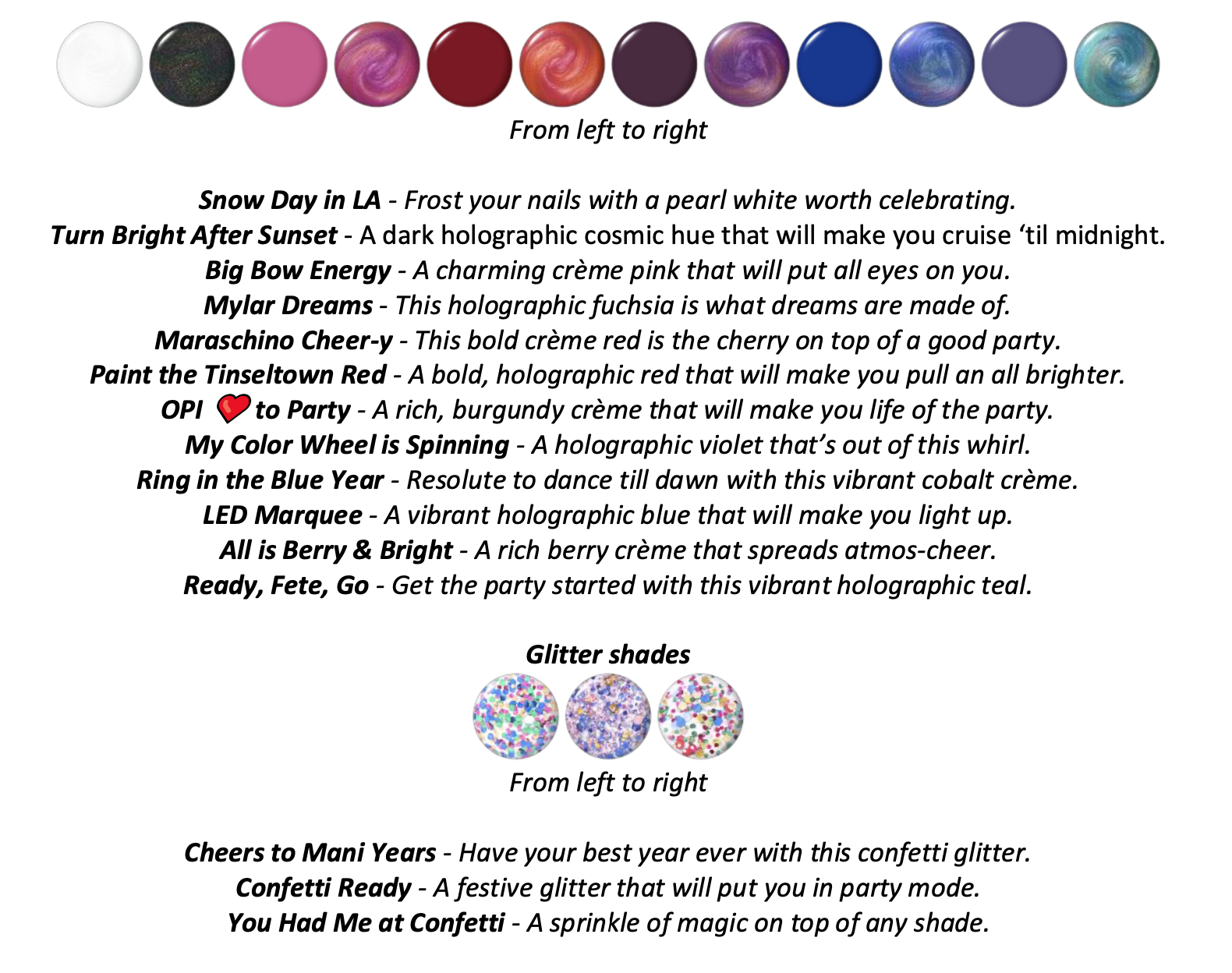 OPI Advent Calendar 2021 Contents