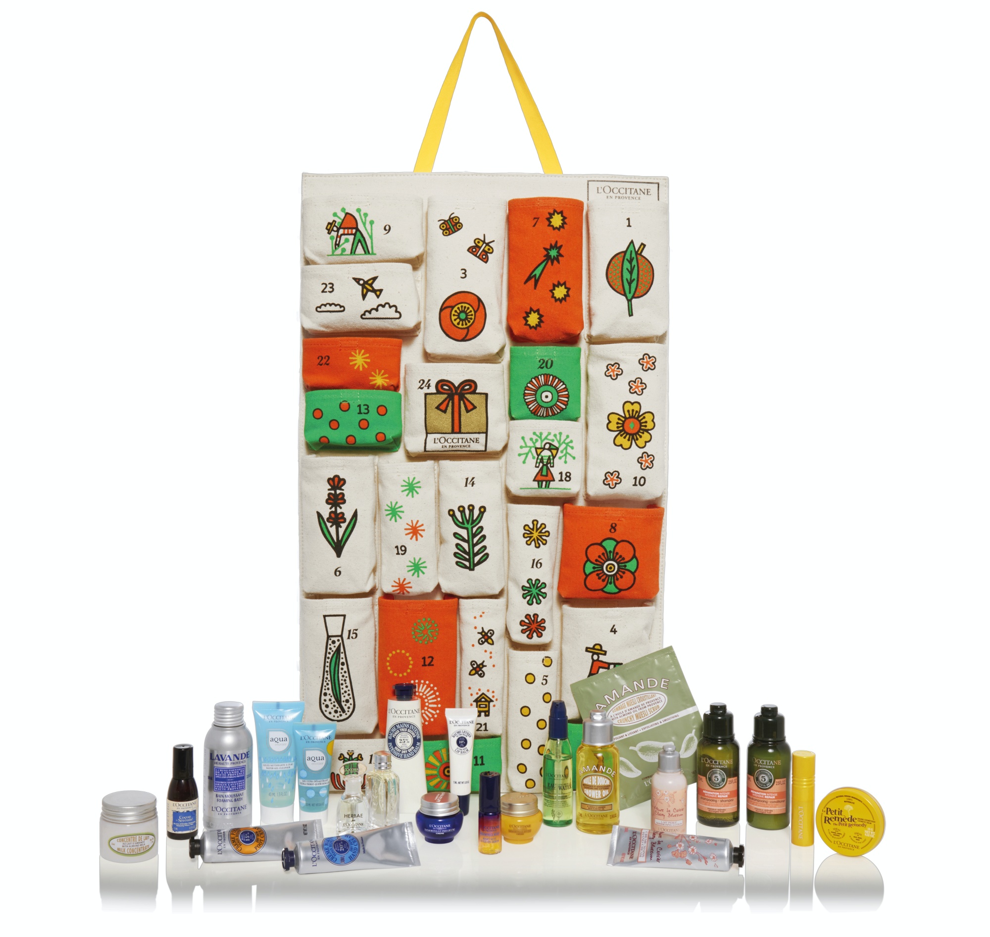 L'Occitane Reusable Advent Calendar with products