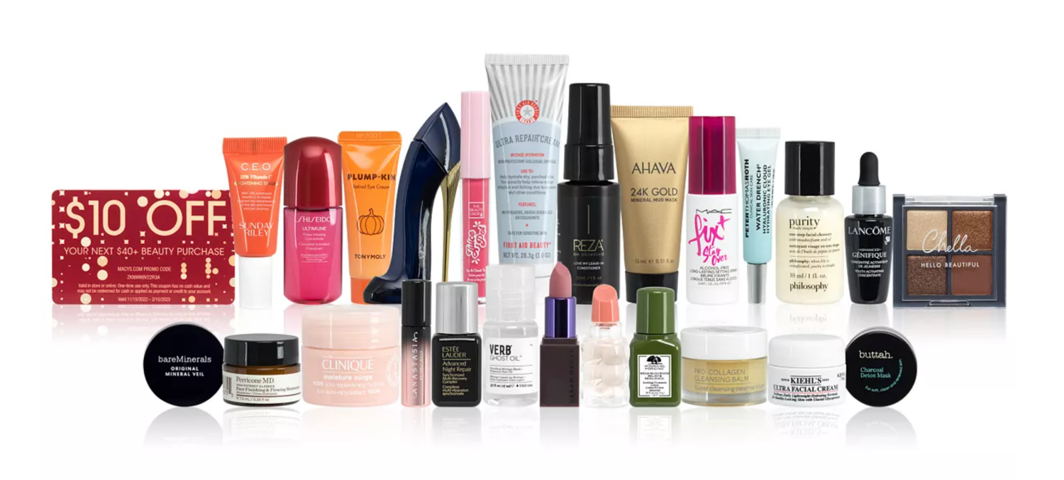 Macy's 25 day beauty advent calendar 2022 contents