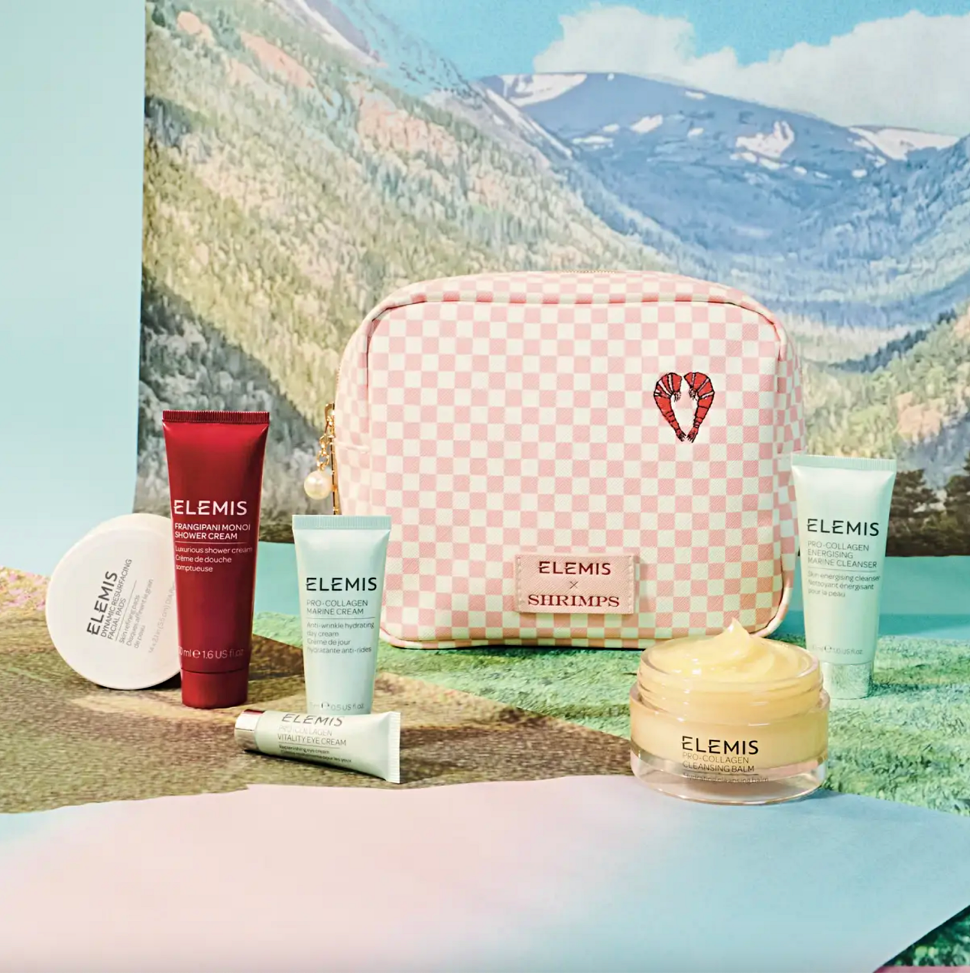 ELEMISエレミス　バス用品現品サイズ　トライアルサイズ&コスメポーチ【新品】 ELEMIS x Shrimps Travel Icons Collection - Beauty Box