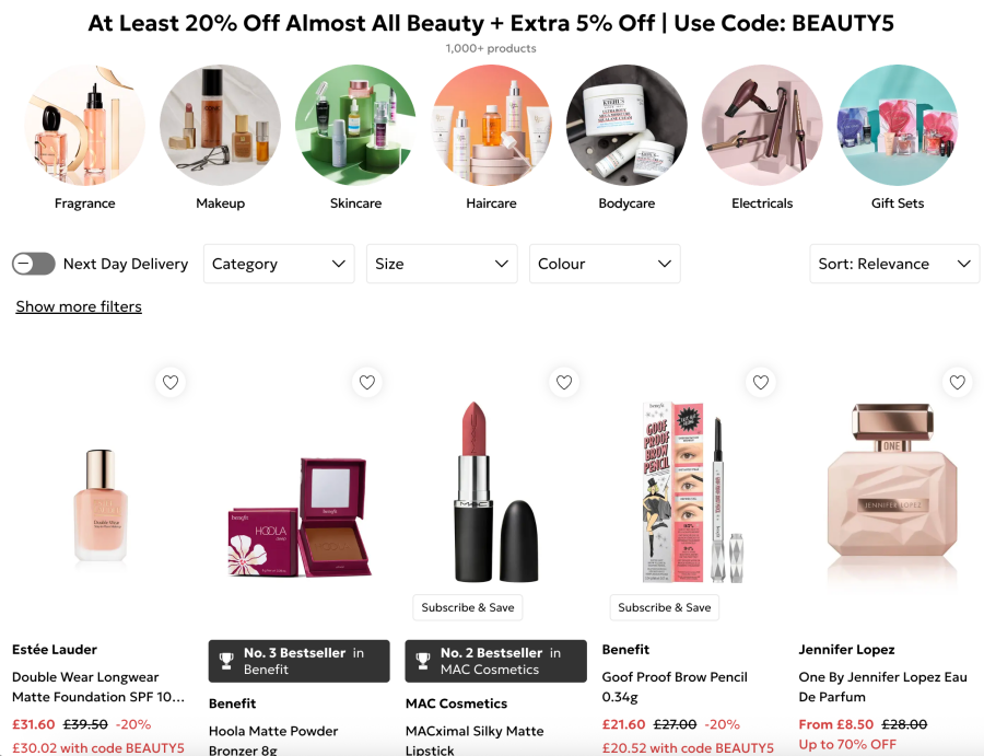 Debenhams beauty sale