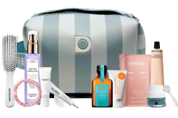 Dermstore The Jet Set Edit travel beauty bag with products