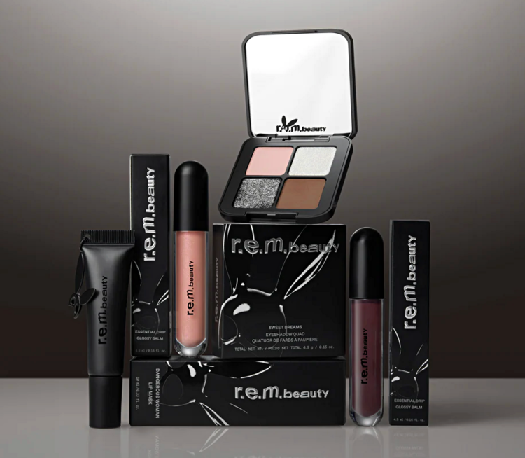r.e.m. beauty x Ariana Grande Dangerous Woman anniversary collection featuring glossy balms, lip mask and Sweet Dreams eyeshadow quad
