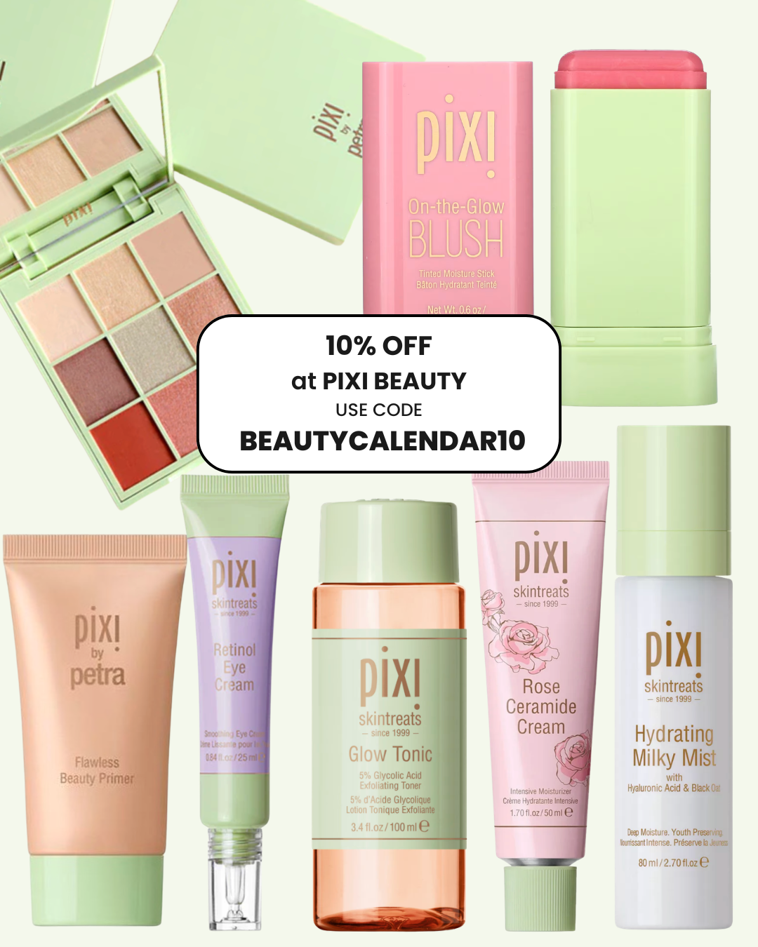 PIXI Beauty 10% Off Discount Code BEAUTYCALENDAR10