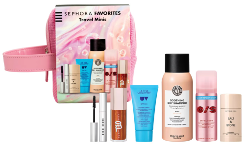 Sephora Favorites Travel Minis Edit with contents such as ONE/SIZE, Maria Nila and Fenty Beauty