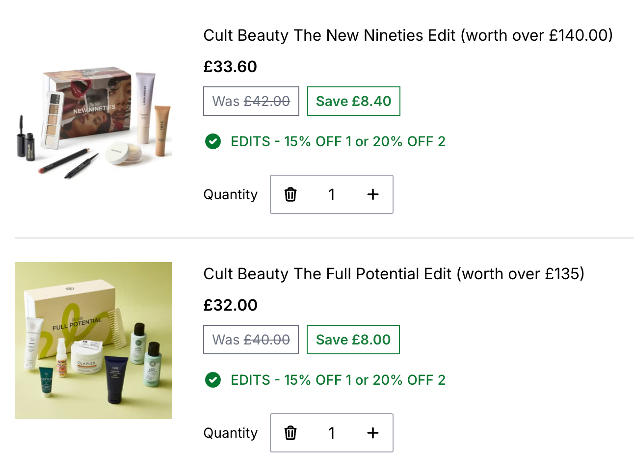 Cult Beauty Edits discount code at checkout
