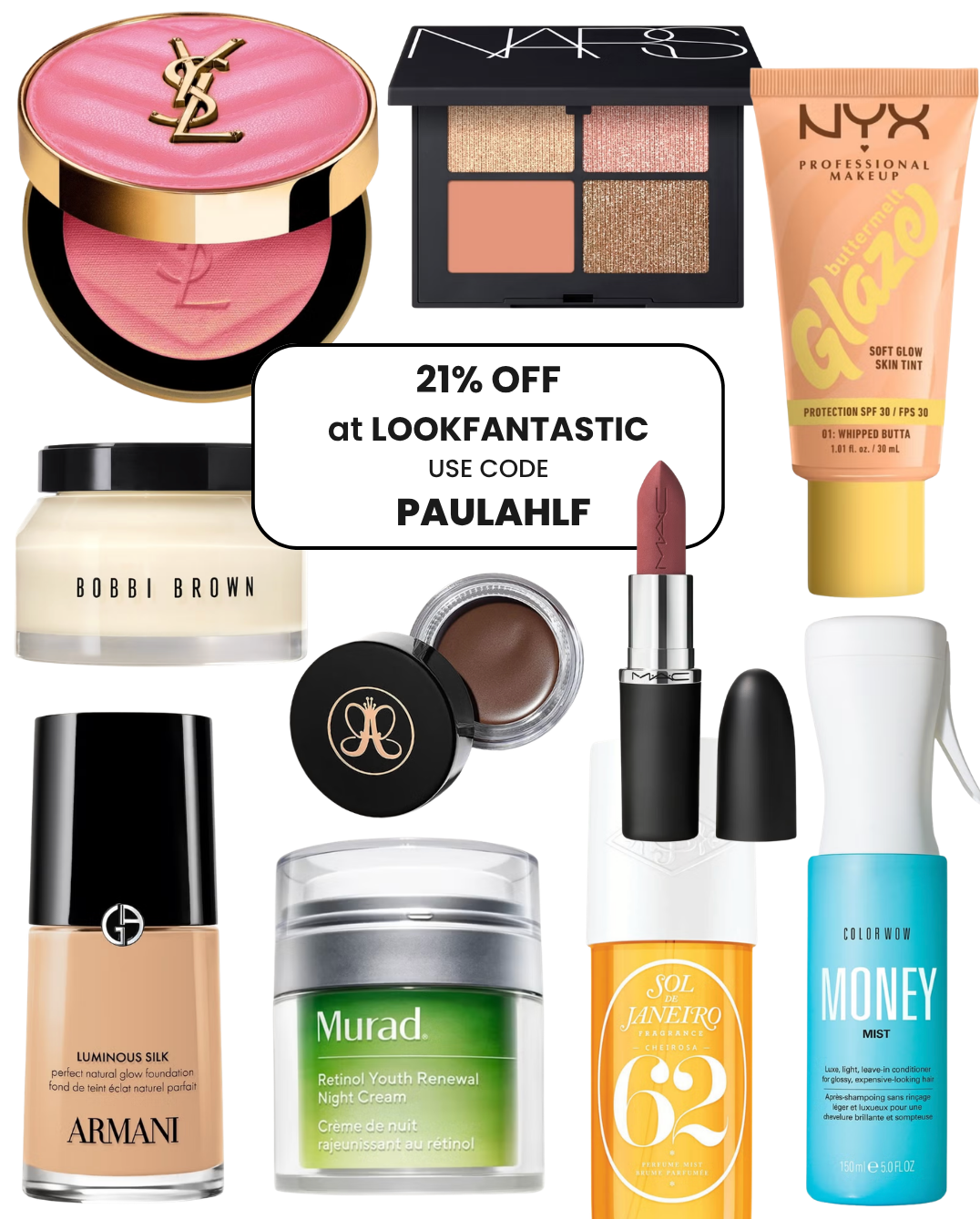 Lookfantastic discount code 21% off PAULAHLF