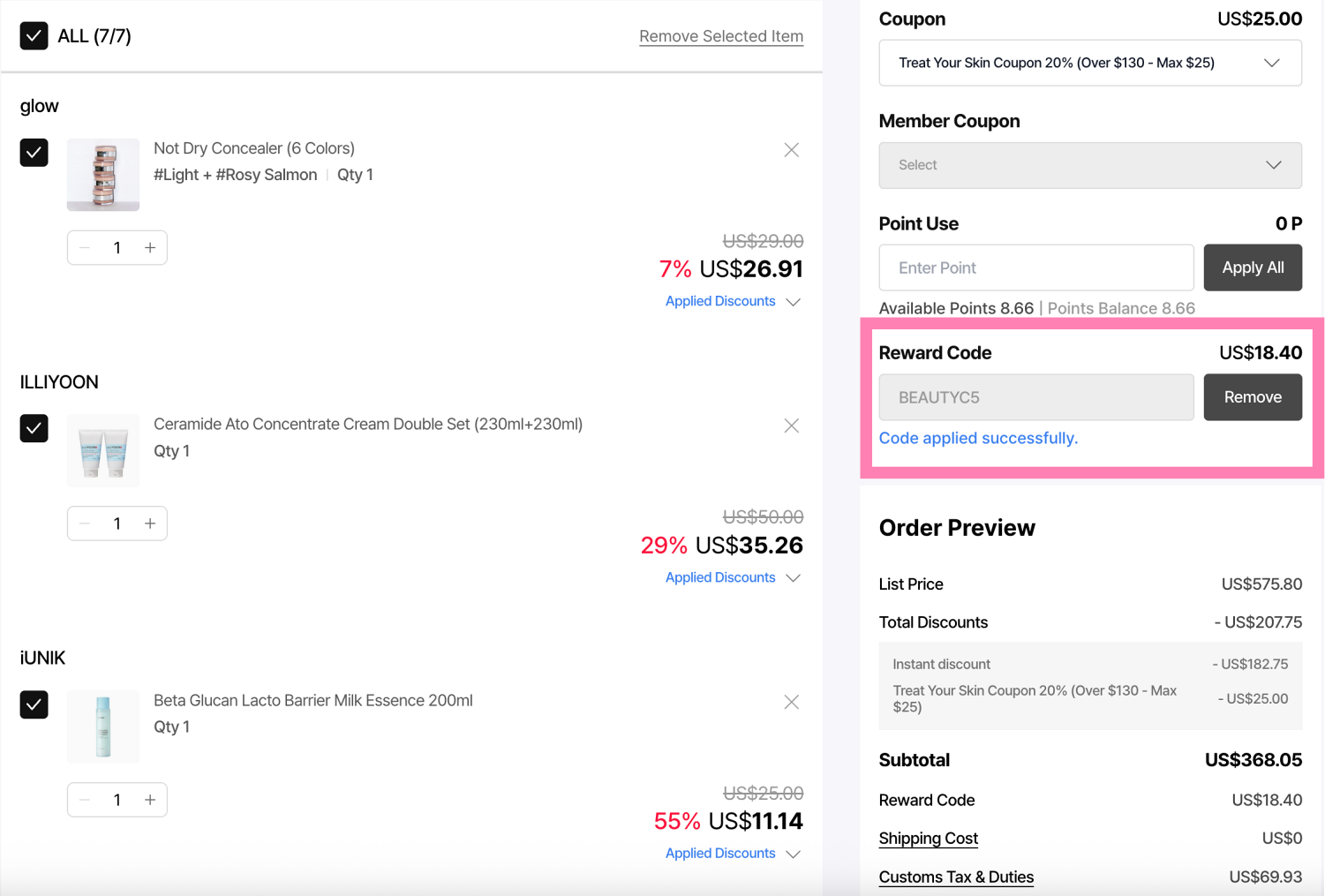 Stylekorean discount code BEAUTYC5 applied at checkout
