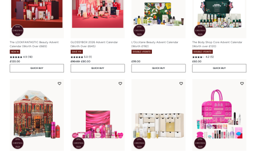 Beauty Advent Calendars on LOOKFANTASTIC and discounted