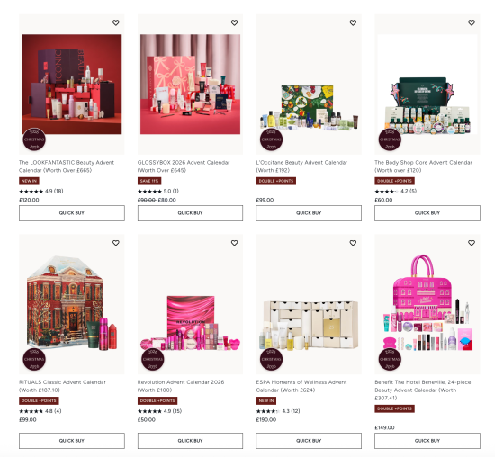 LOOKFANTASTIC: £10 Off Beauty Advent Calendars